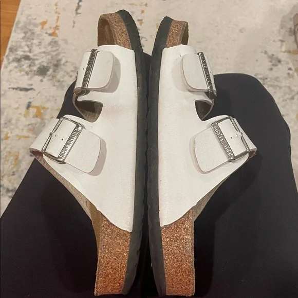 Birkenstock White Double-Buckle Arizona Sandals - Picture 3 of 7